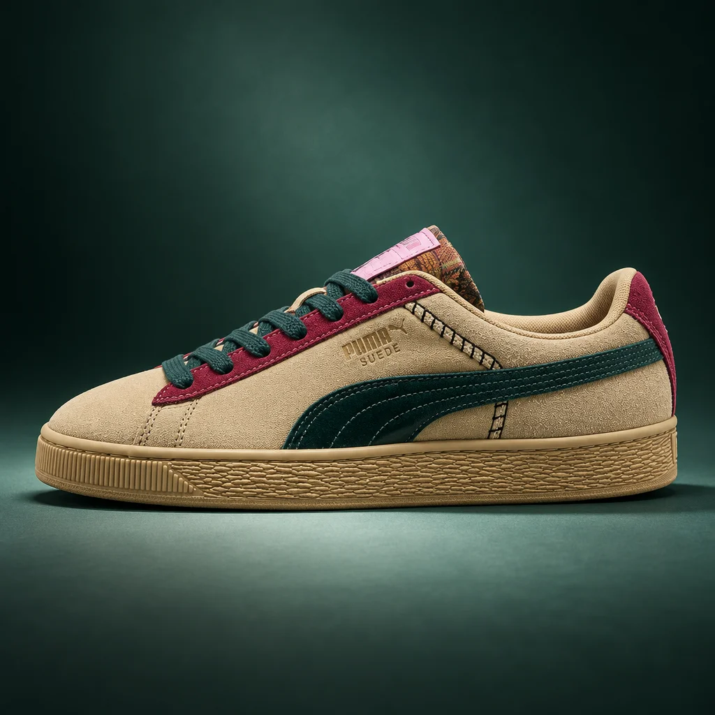 PUMA Suede Built & Earned II Sand Dune/Dark Green/Team Royal