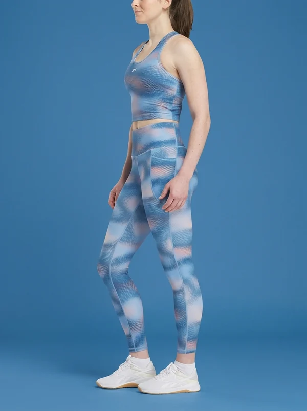 Reebok Women's Fluid Print High-Rise Tights - Vector Periblue
