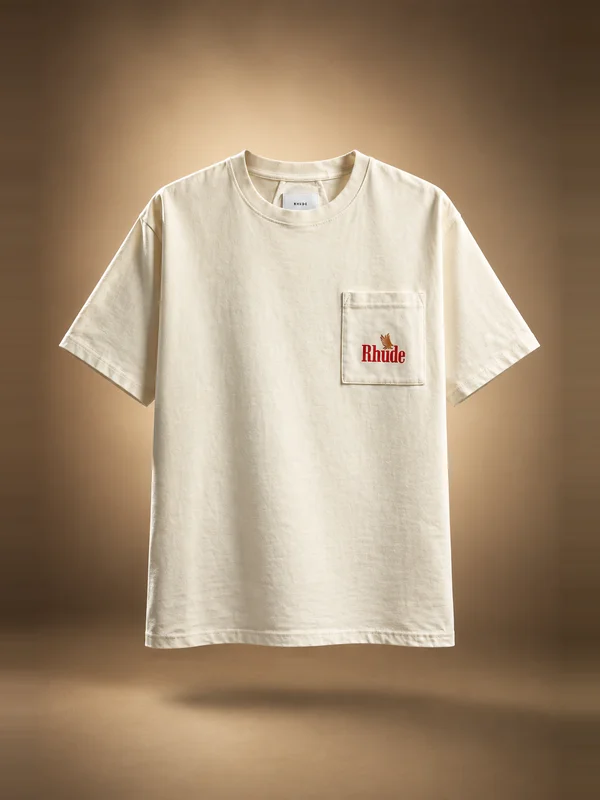 Rhude American Spirit Short Sleeve Pocket Graphic Tee - Vintage White / Red