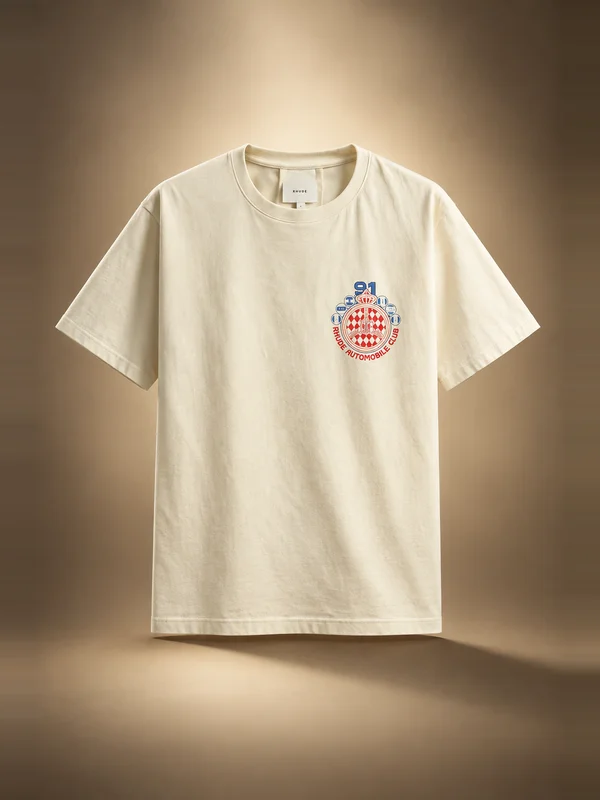 Rhude Automobile Club Tee - Vintage White / Red