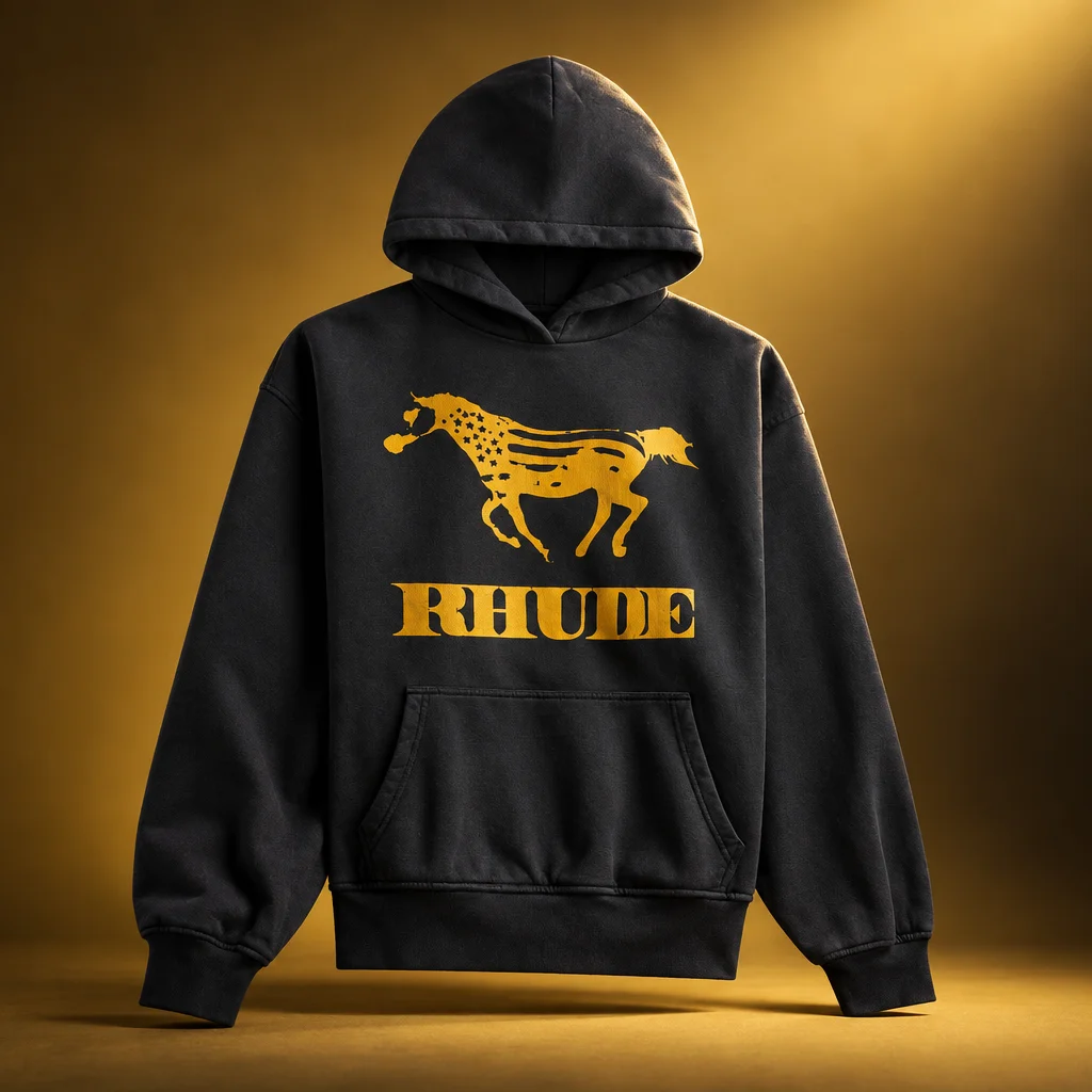 Rhude Dinero Hoodie - Vintage Black / Yellow