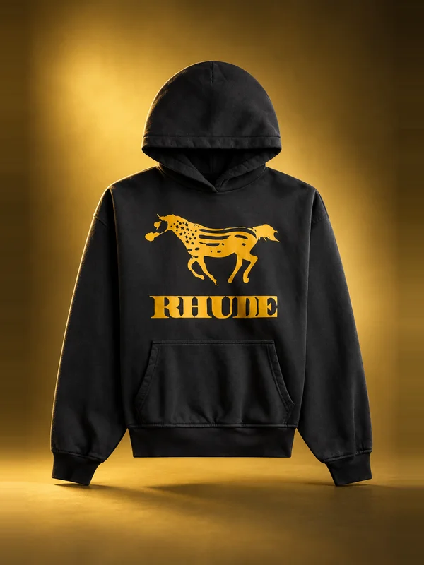 Rhude Dinero Hoodie - Vintage Black / Yellow