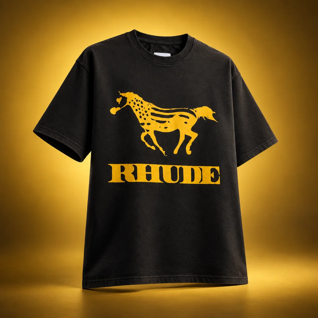 Rhude Dinero Tee - Vintage Black / Yellow