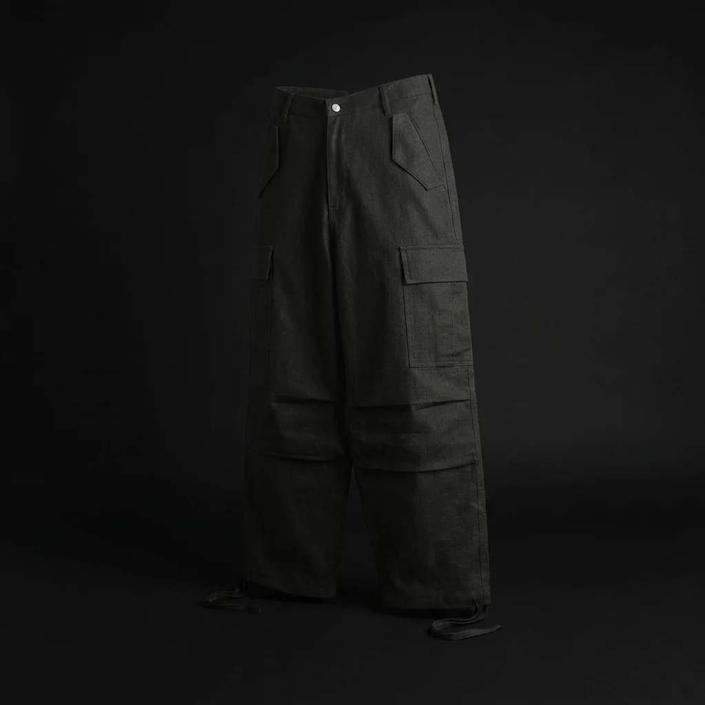 Rhude Linen Parachute Cargo Pant - Black