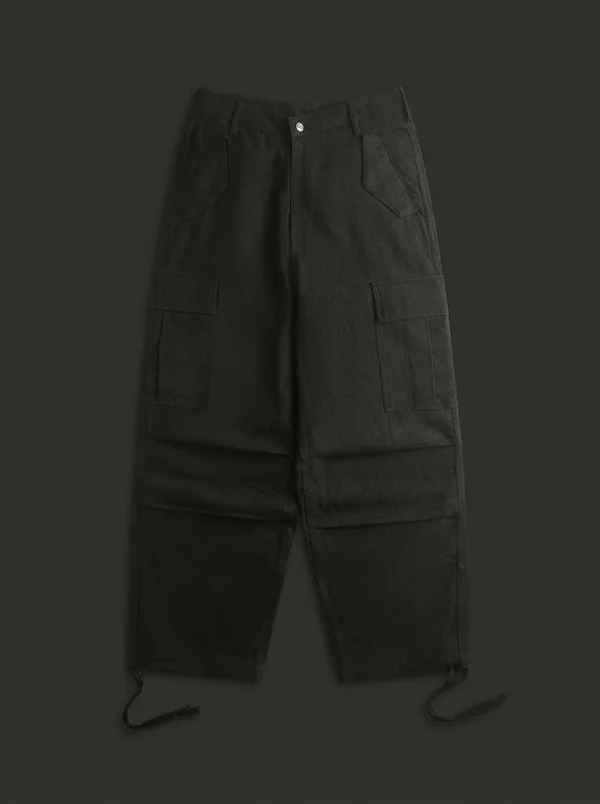 Rhude Linen Parachute Cargo Pant - Black