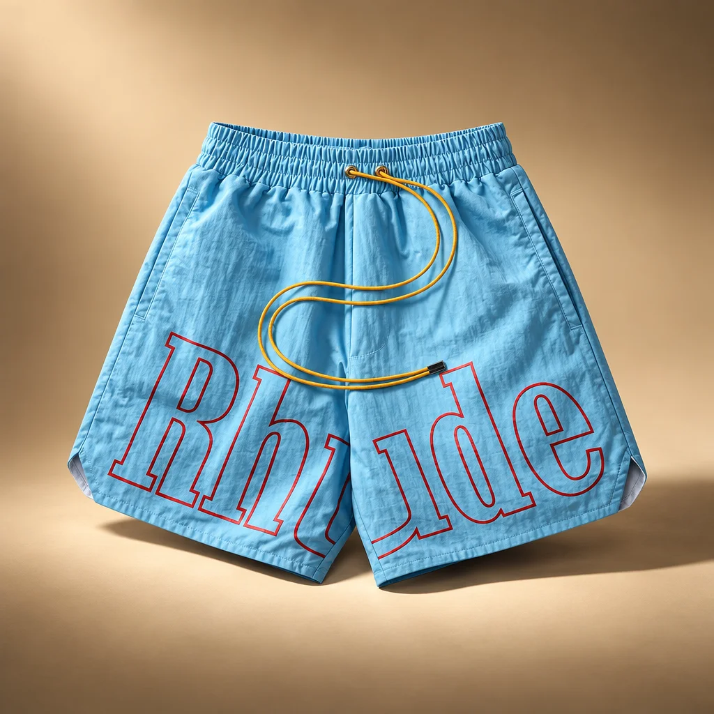 Rhude Logo Track Short - Baby Blue / Red