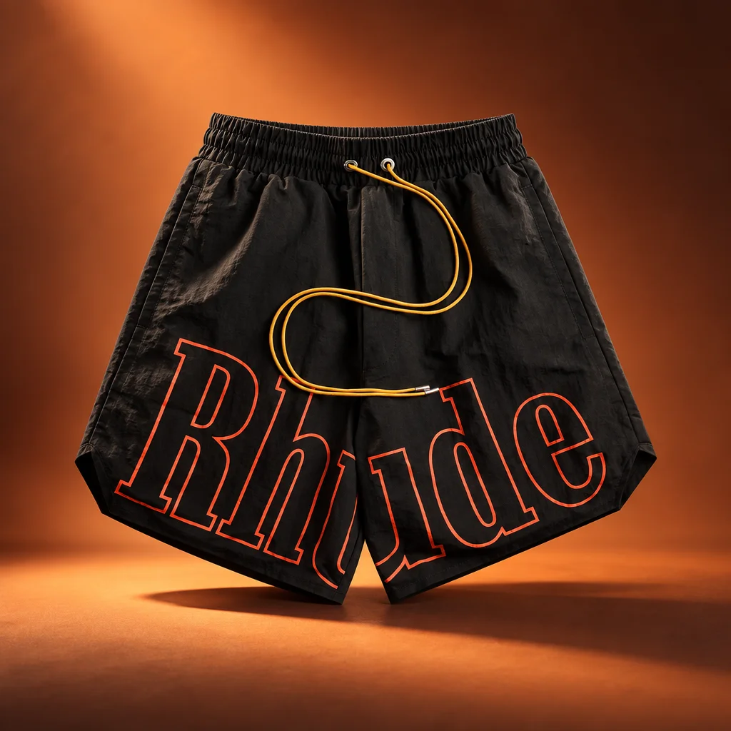 Rhude Logo Track Short - Black / Orange