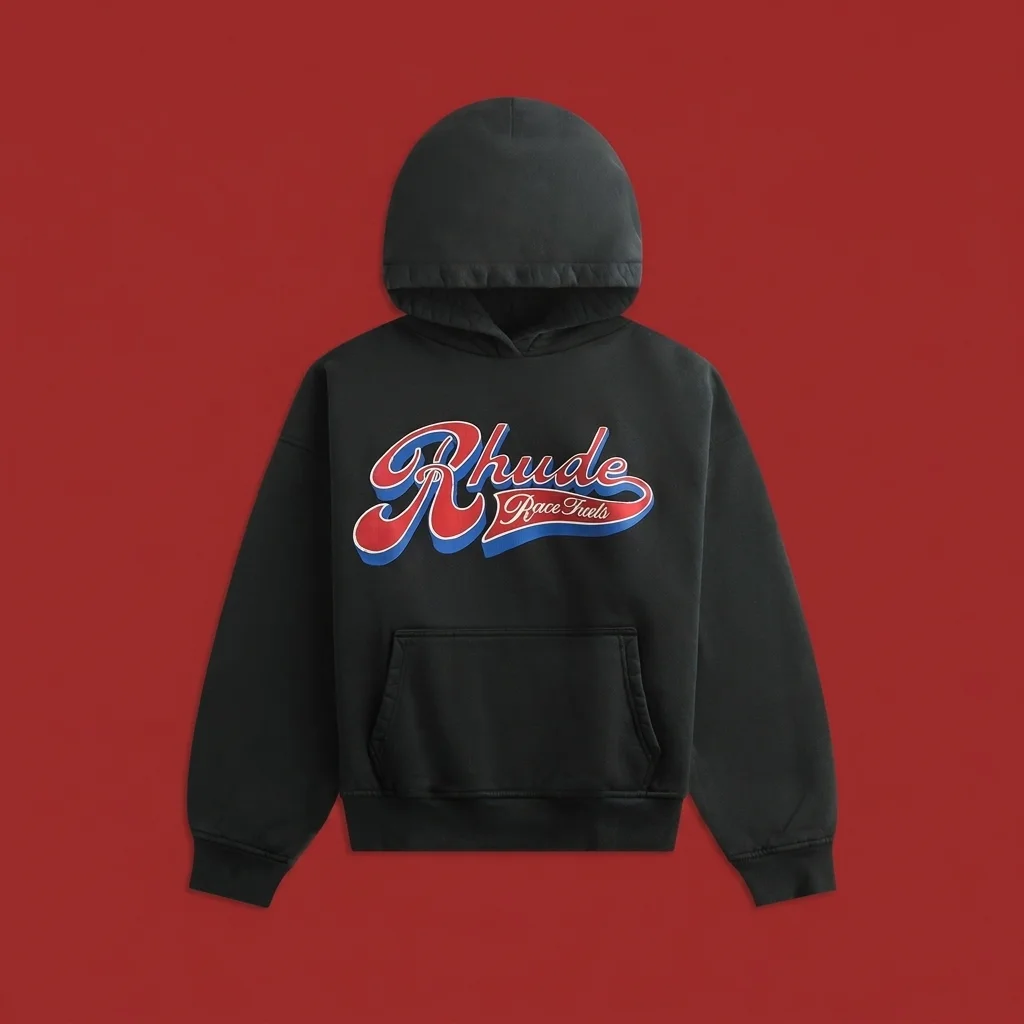Rhude Pit Stop Hoodie - Vintage Black / Red / Blue