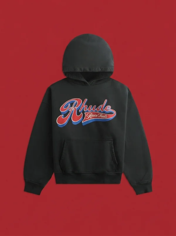 Rhude Pit Stop Hoodie - Vintage Black / Red / Blue