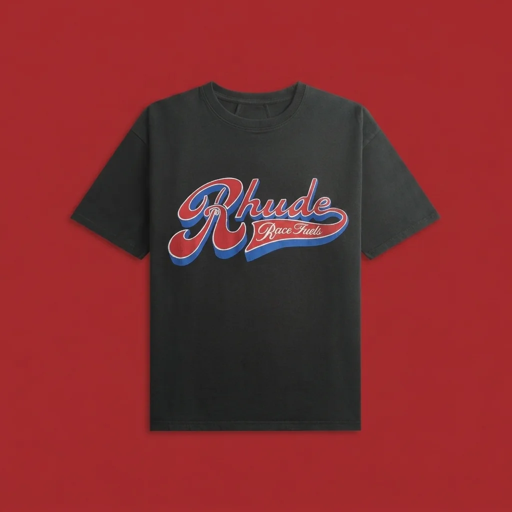 Rhude Pit Stop Tee - Vintage Black / Red / Blue