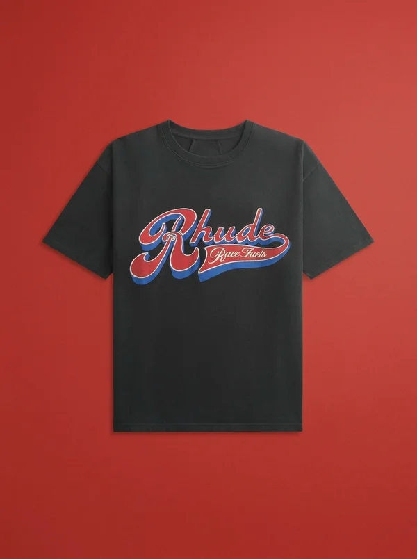 Rhude Pit Stop Tee - Vintage Black / Red / Blue