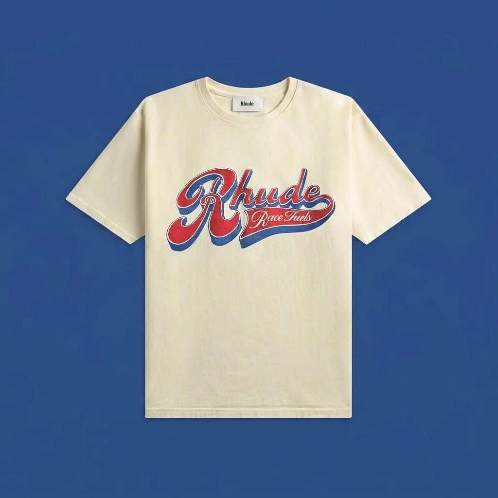 Rhude Pit Stop Tee - Vintage White / Red / Blue