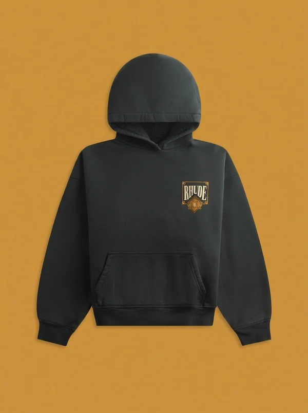 Rhude Playing Card Hoodie - Vintage Black / Yellow