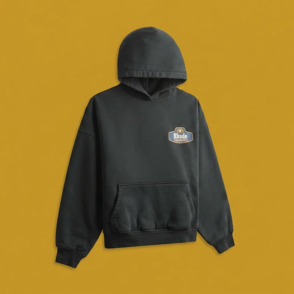 Rhude Racing Crest Hoodie - Vintage Black / Navy