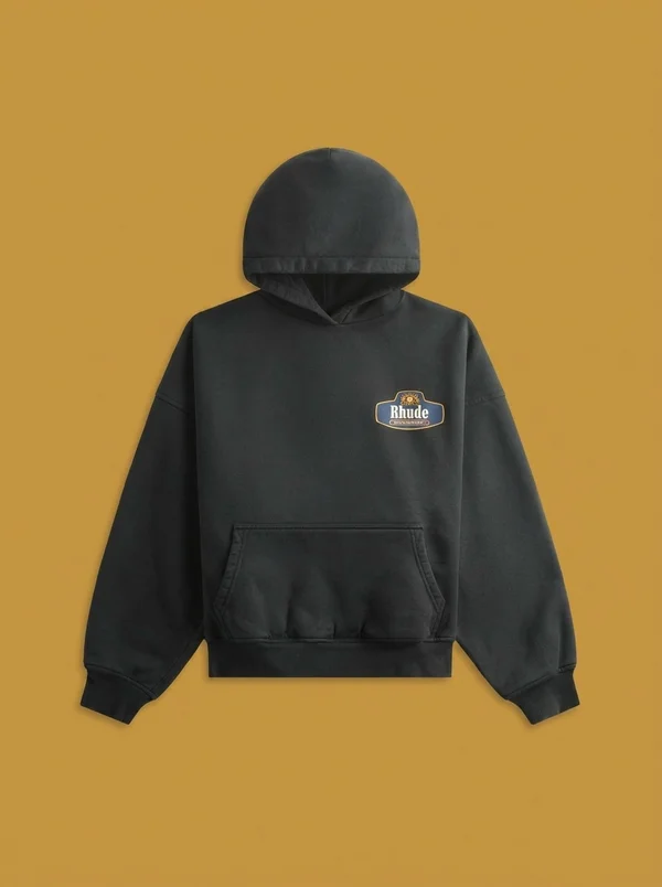 Rhude Racing Crest Hoodie - Vintage Black / Navy