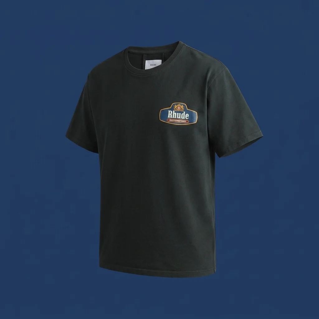 Rhude Racing Crest Tee - Vintage Black / Navy