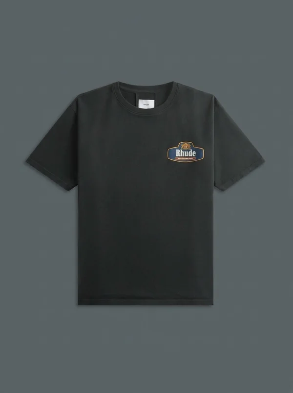 Rhude Racing Crest Tee - Vintage Black / Navy