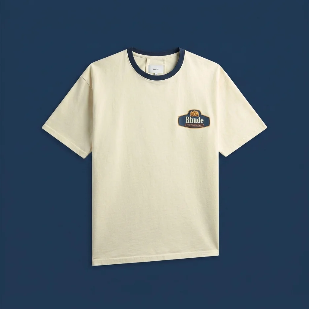 Rhude Racing Crest Tee - Vintage White / Navy