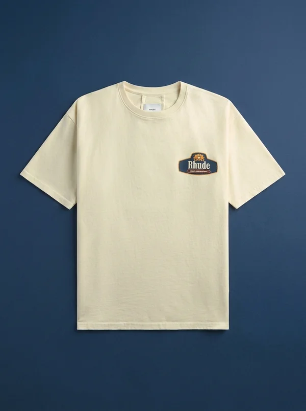 Rhude Racing Crest Tee - Vintage White / Navy