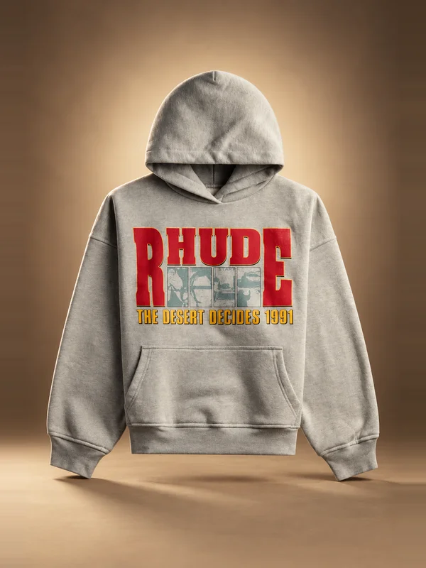 Rhude The Desert Decides Hoodie - Heather Grey / Red