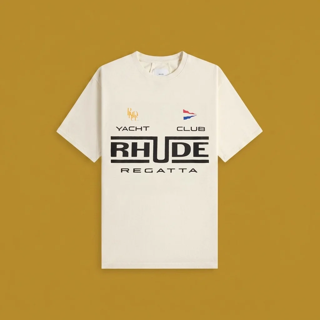 Rhude Virgin Islands Script Tee - Vintage White / Black / Green