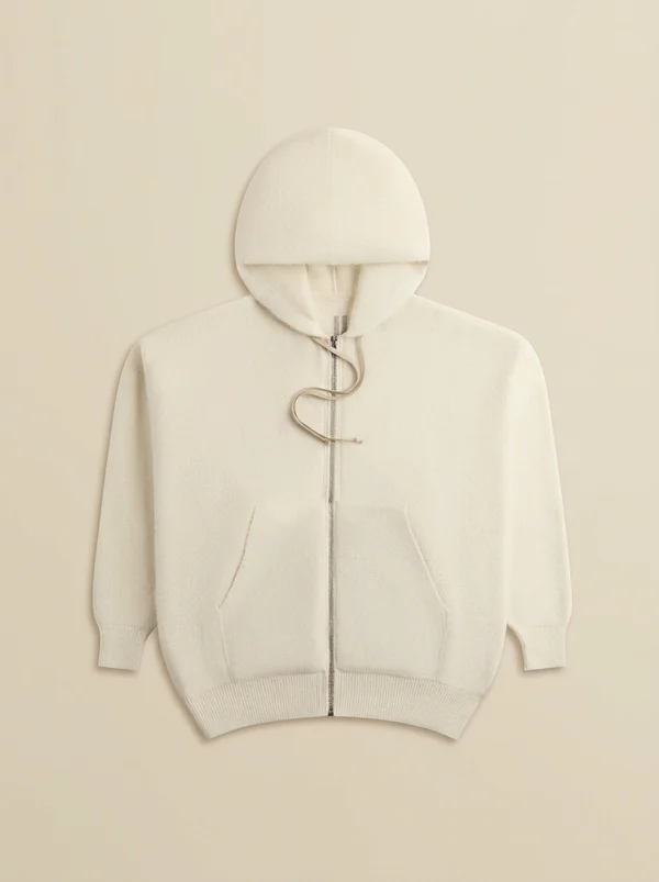 Rick Owens Hun Zip-Up Hoodie - Butter