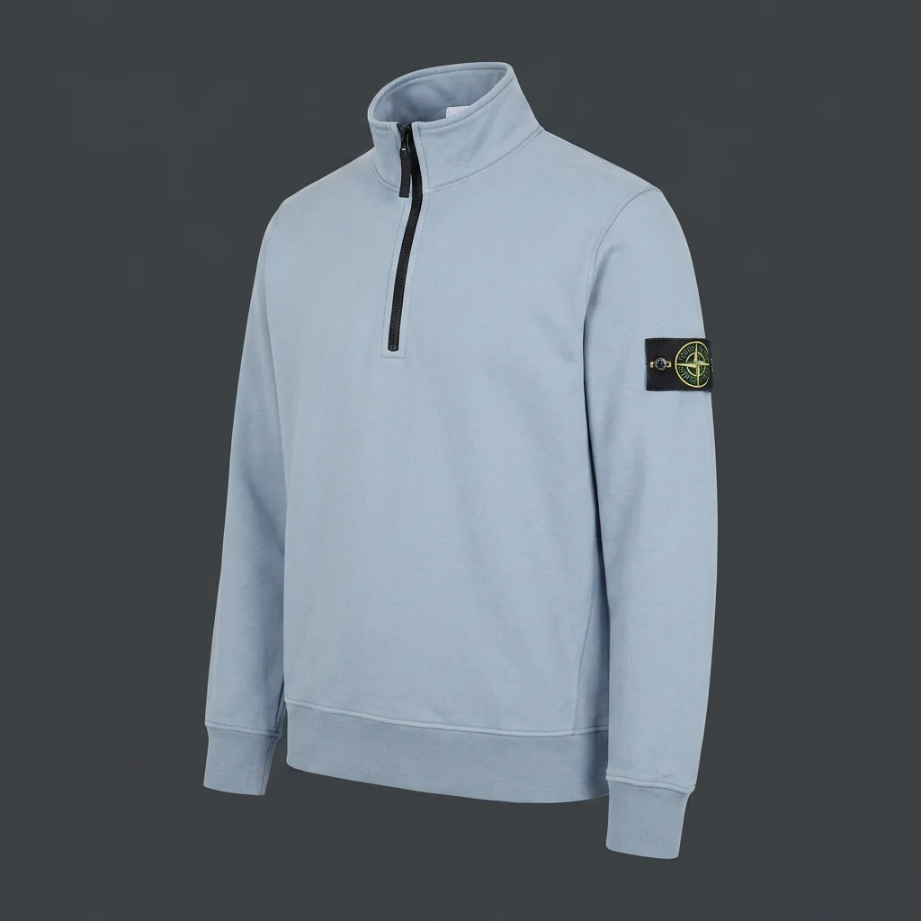 Stone Island Blue 6100061 Organic Cotton Fleece Sweatshirt