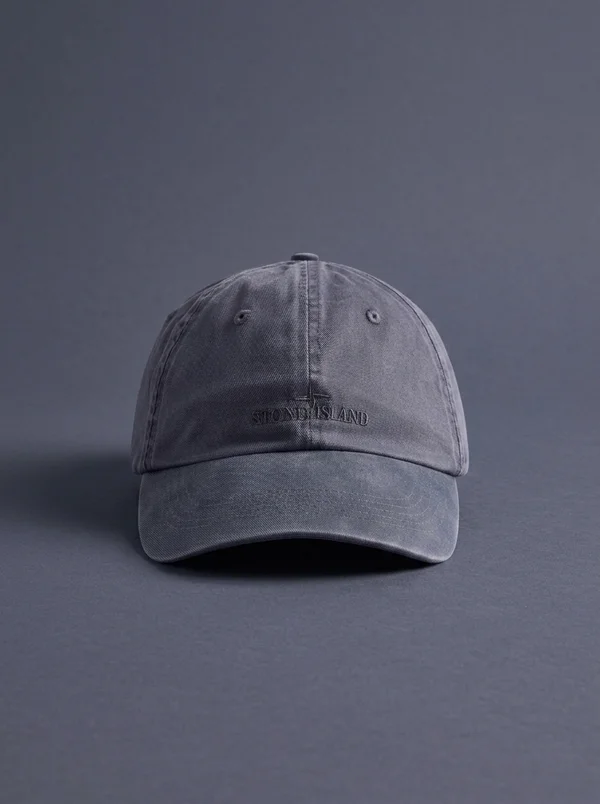 Stone Island Brushed Cotton Gabardine Cap - Blue / Grey