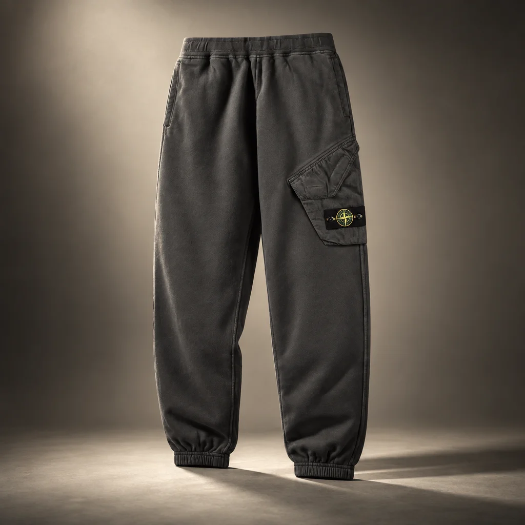 Stone Island Brushed Organic Cotton Fleece Regular Fit Joggers - Lead Grey