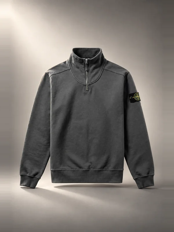 Stone Island Brushed Organic Cotton Fleece Sweatshirt - Lead Grey