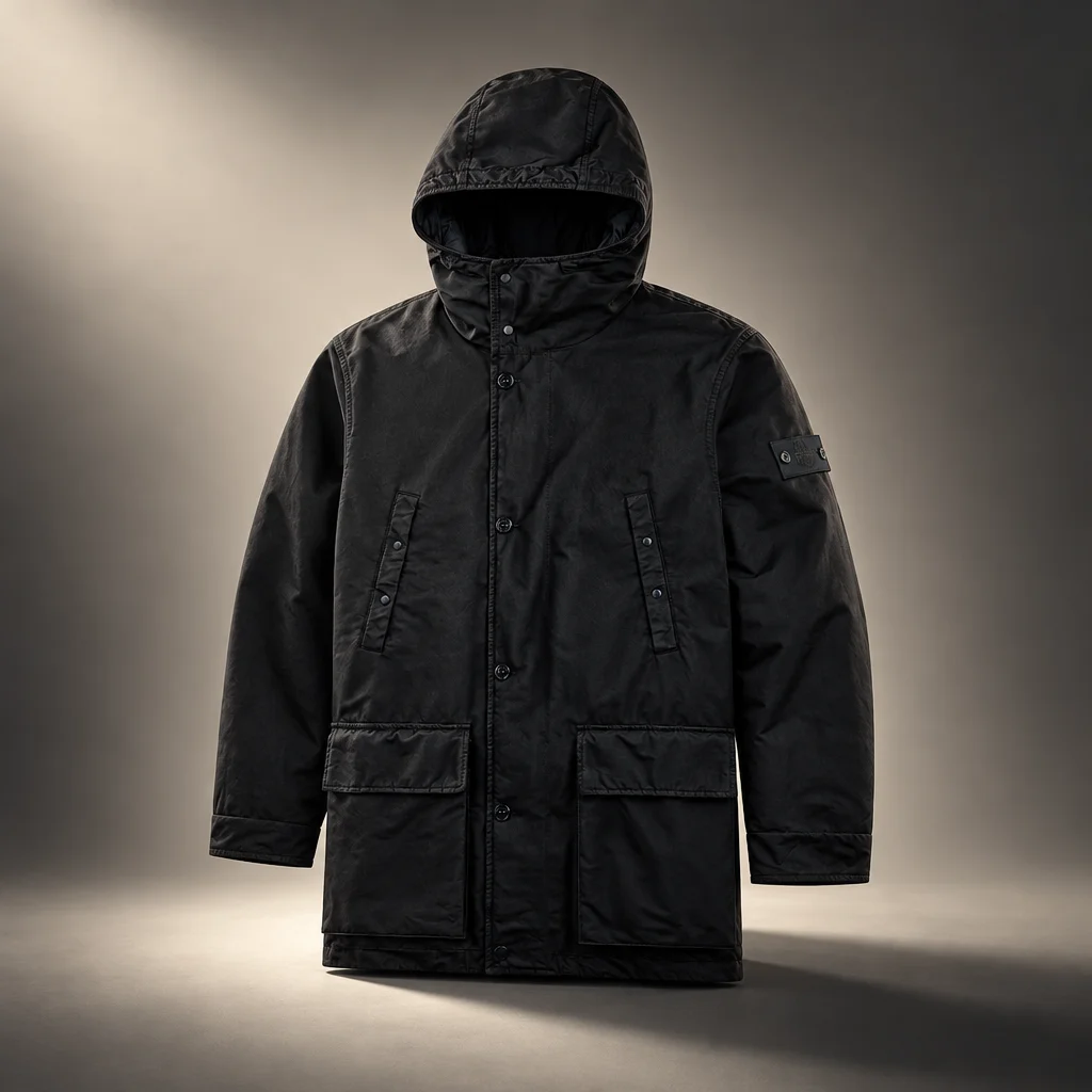 Stone Island Ghost Hooded Short Parka - Navy Blue