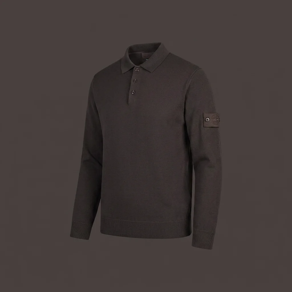 Stone Island Ghost Long Sleeve Polo - Dark Brown