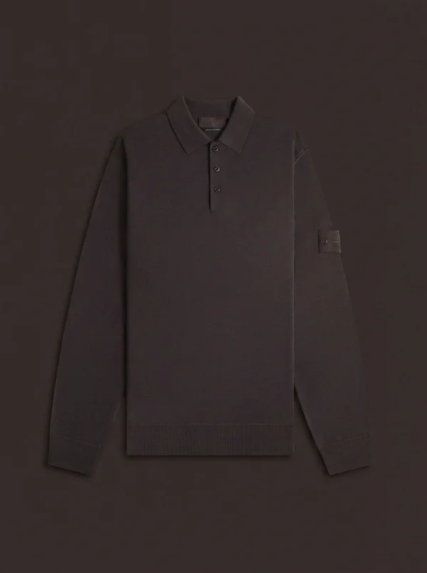 Stone Island Ghost Long Sleeve Polo - Dark Brown
