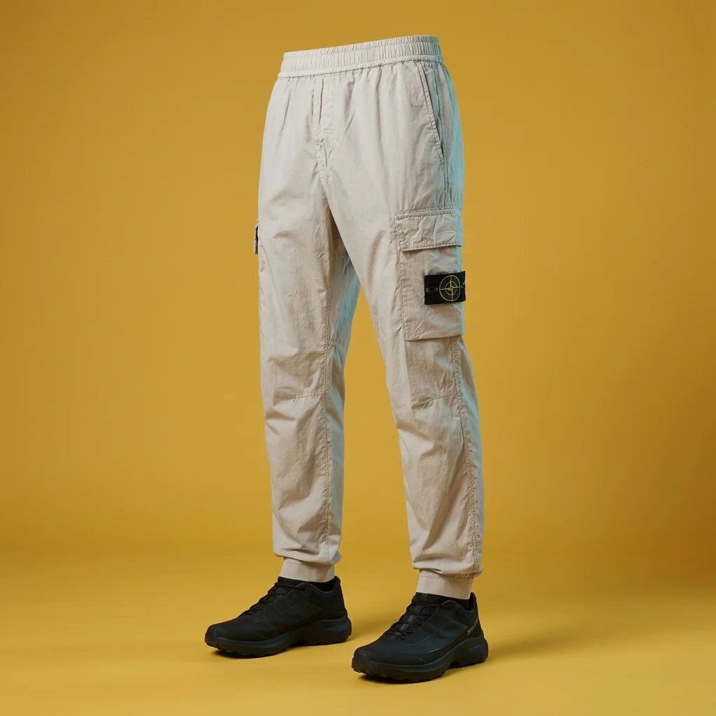Stone Island Gray 3100031 Stretch Cotton Tela 'Paracadute' Cargo Pants