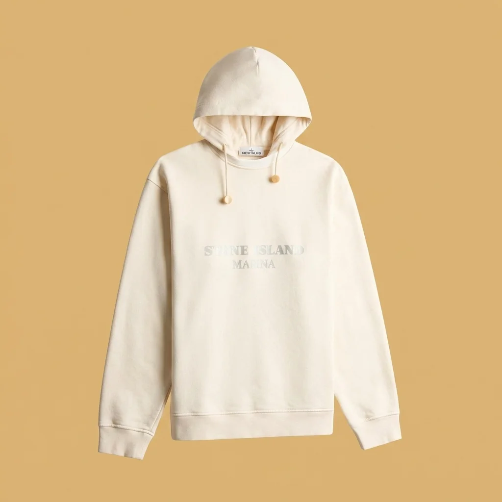 Stone Island Marina Cotton Fleece Hooded Sweatshirt - Ivory