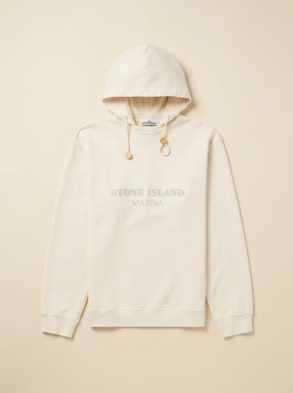Stone Island Marina Cotton Fleece Hooded Sweatshirt - Ivory