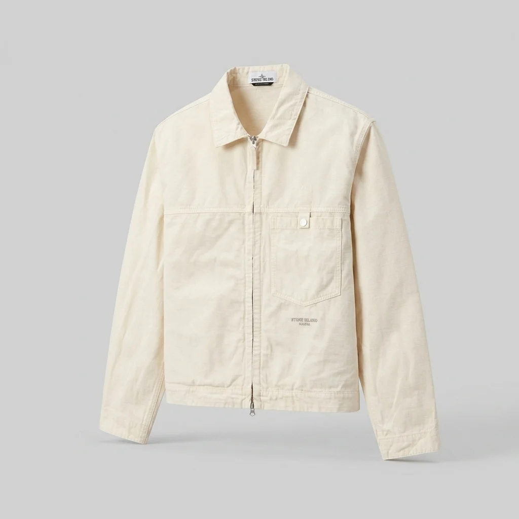Stone Island Marina Slub Cotton Batavia Coach Jacket - Ivory