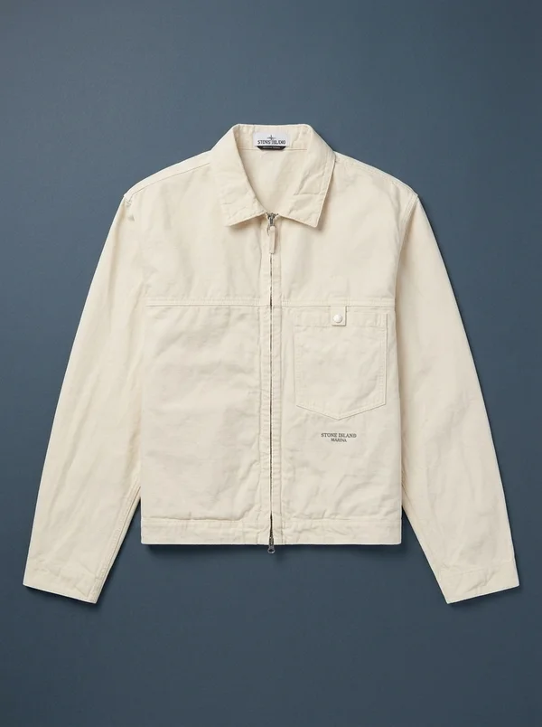 Stone Island Marina Slub Cotton Batavia Coach Jacket - Ivory