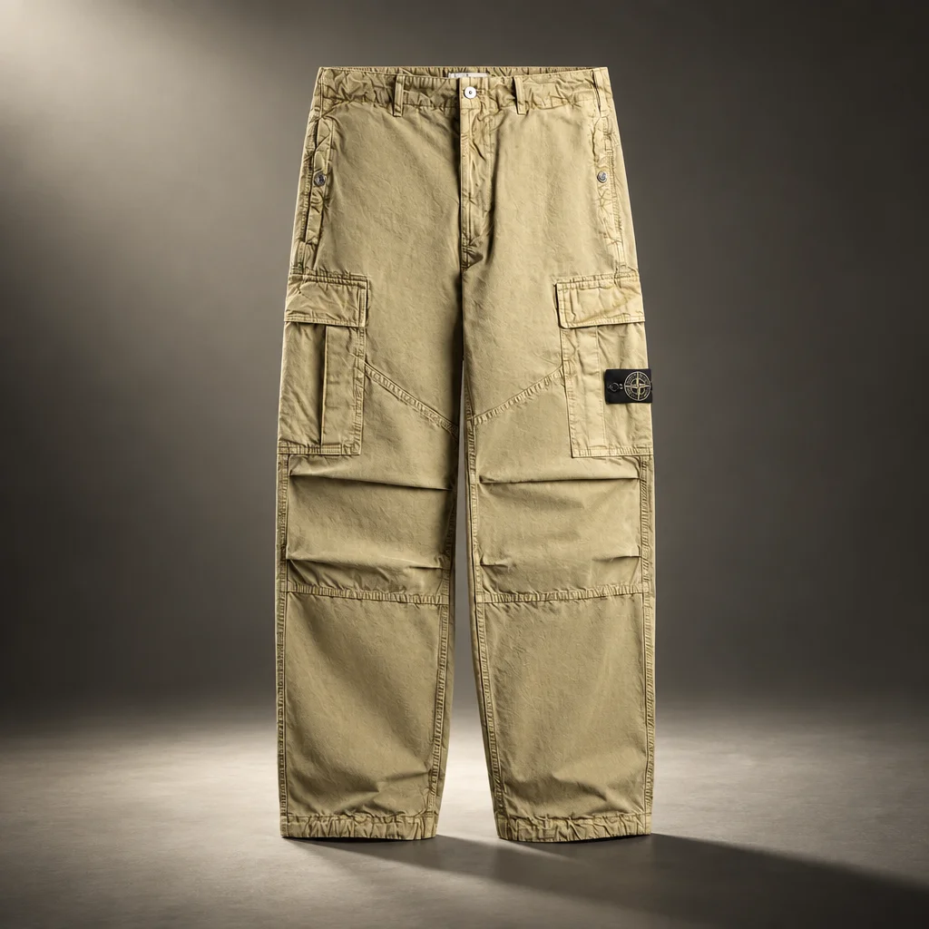 Stone Island Mineral Dyed Panama Cotton Cargo Pant - Military Green