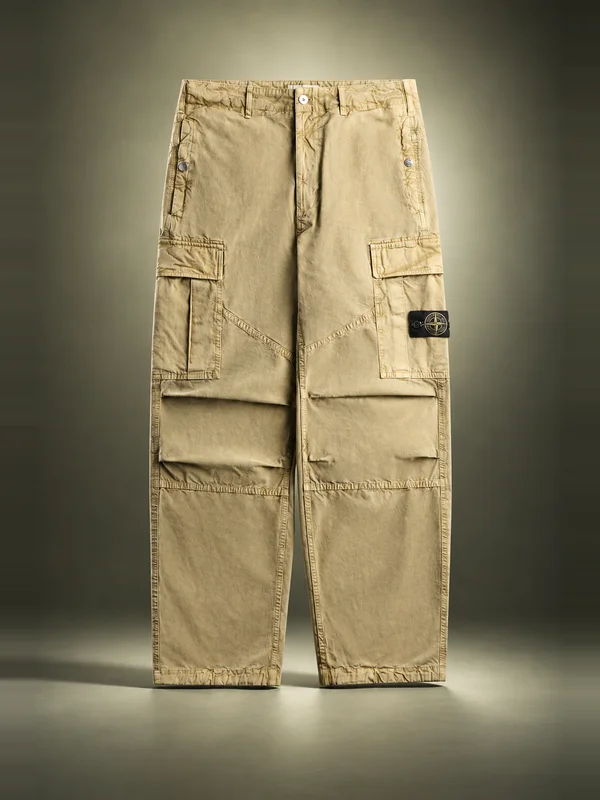 Stone Island Mineral Dyed Panama Cotton Cargo Pant - Military Green