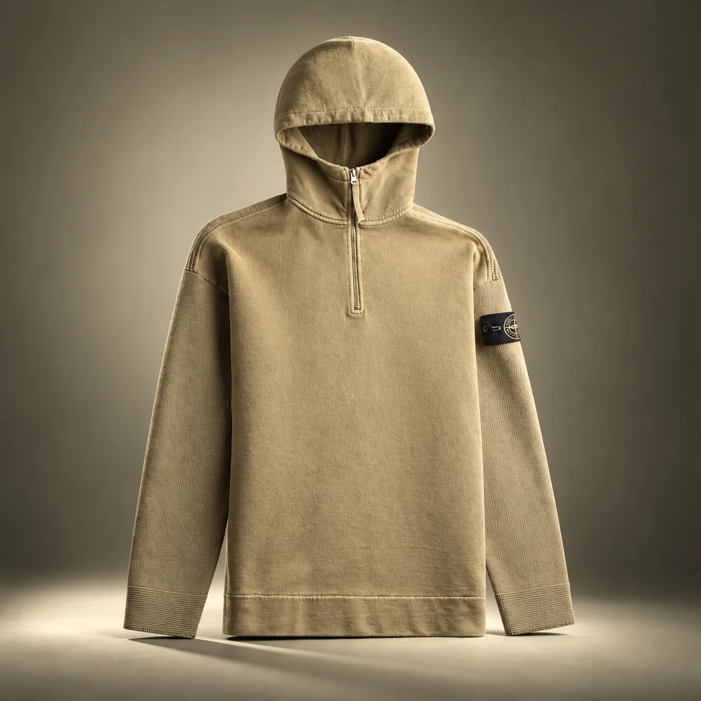 Stone Island Mineral Dyed Regenerated Cotton Hooded Sweatshirt - Military Green