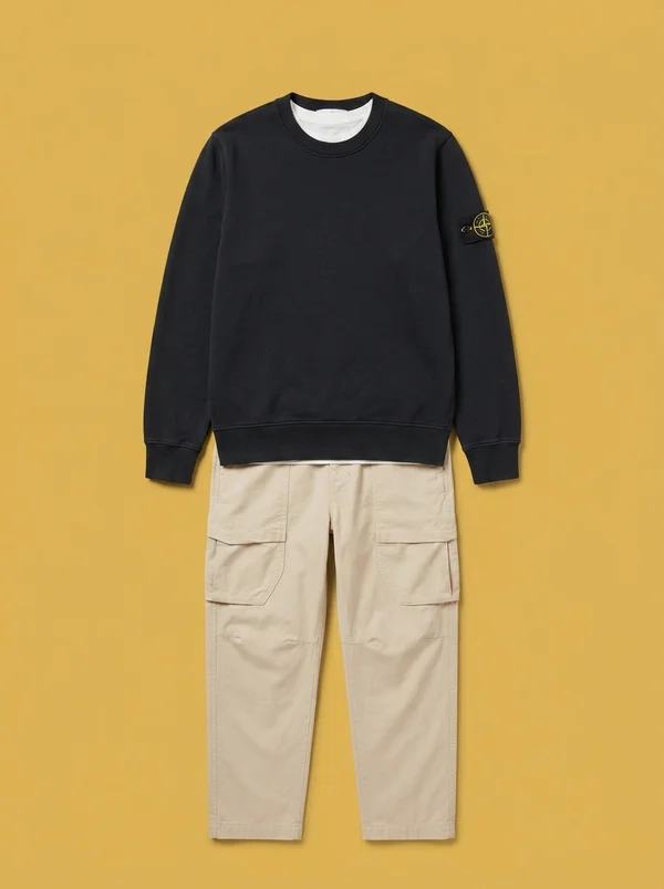 Stone Island Navy 6100060 Organic Cotton Fleece Sweatshirt