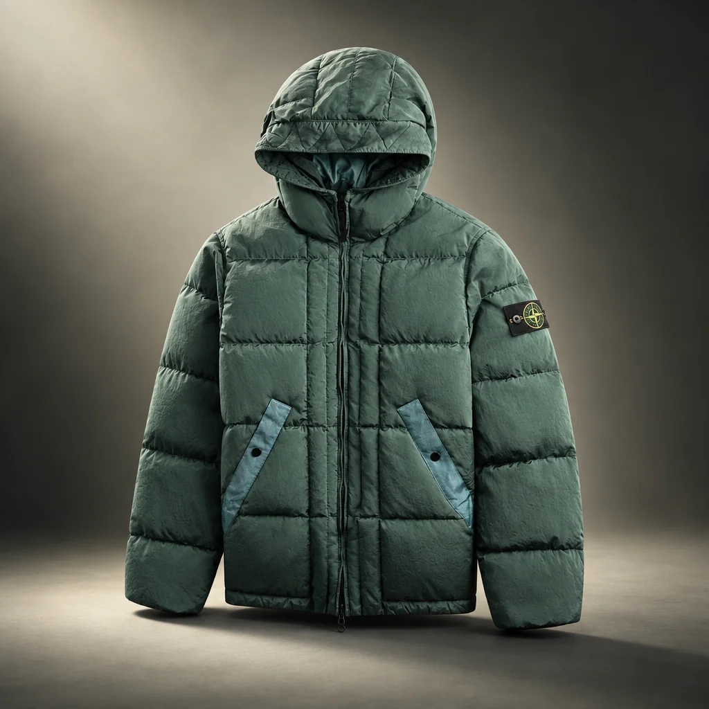 Stone Island Padded Zip-Up Jacket - Ocean Green