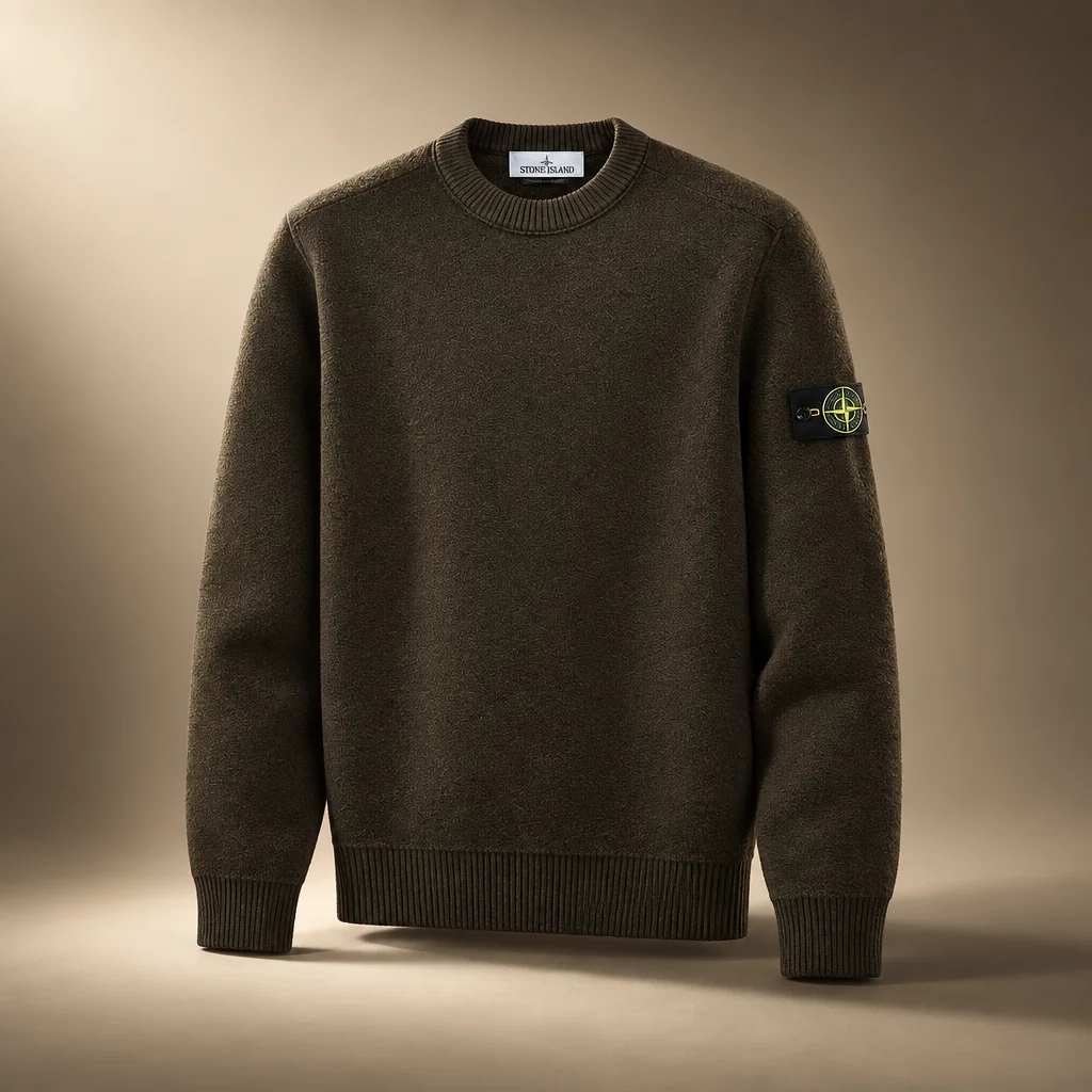 Stone Island Pure RWS Wool Loose Fit Crewneck Sweater - Coal Grey