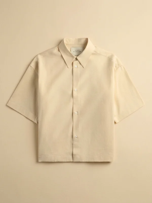 Studio Nicholson Sanko Short Sleeve Shirt - Antique White