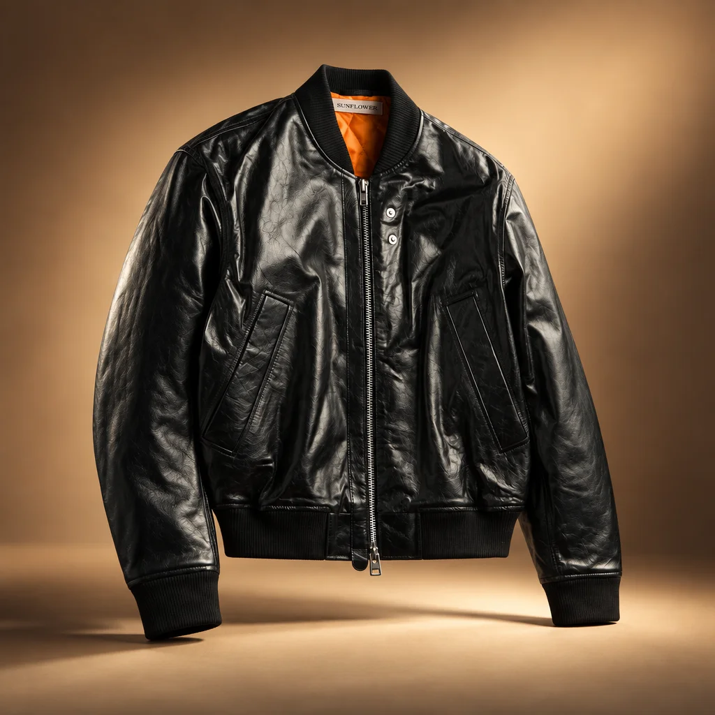 Sunflower Leather Flight Jacket - Black