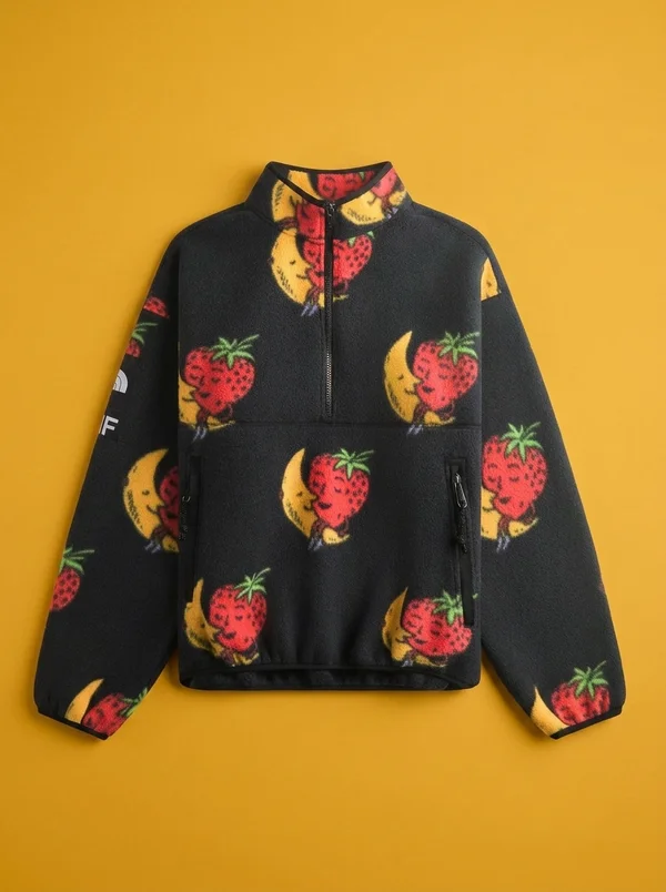 The North Face x Sky High Farms Fleece Quarter Zip - Black / Strawberry Moon Print