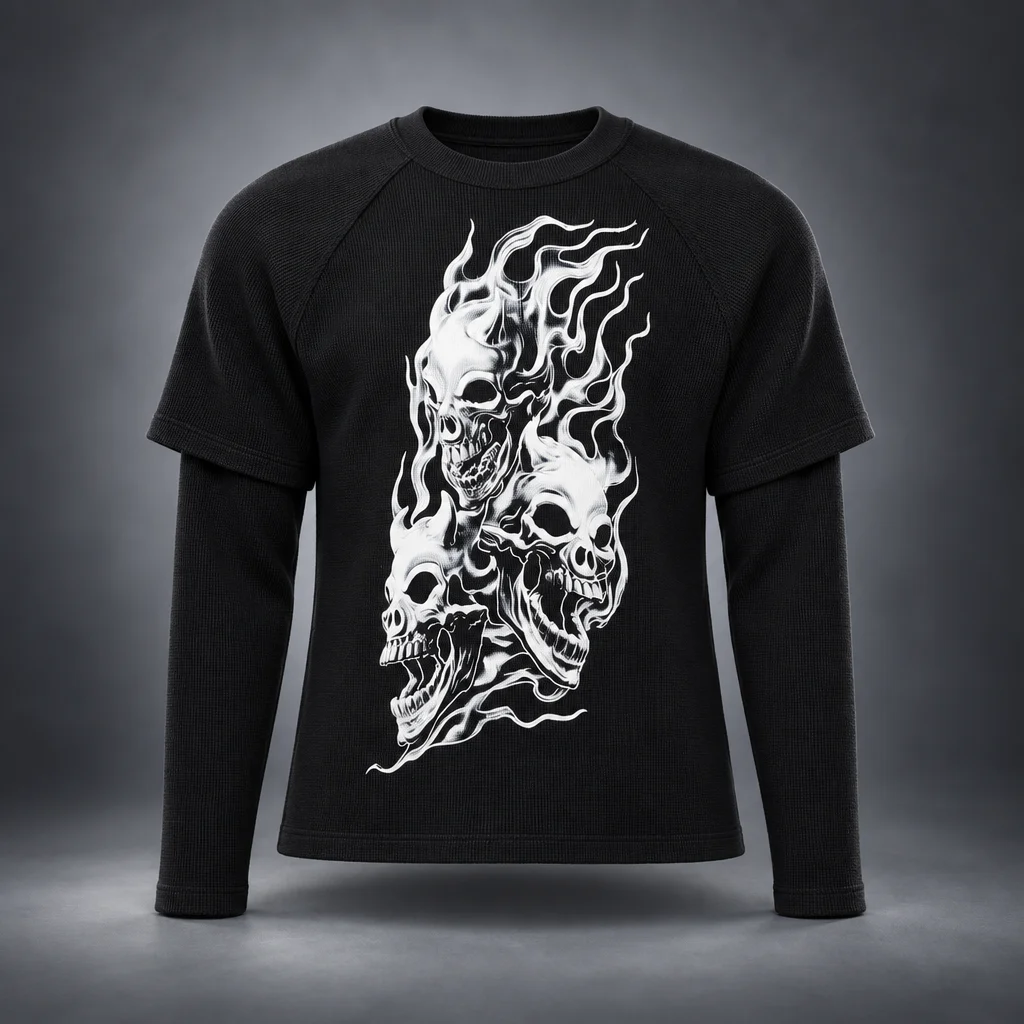 Thug Club Black Bulk Shoulder Three Riding Skull Layered T-shirt