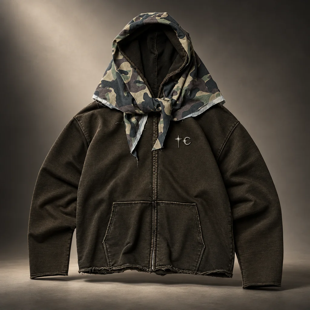 Thug Club Black Creed Scarf Zip-Up Hoodie