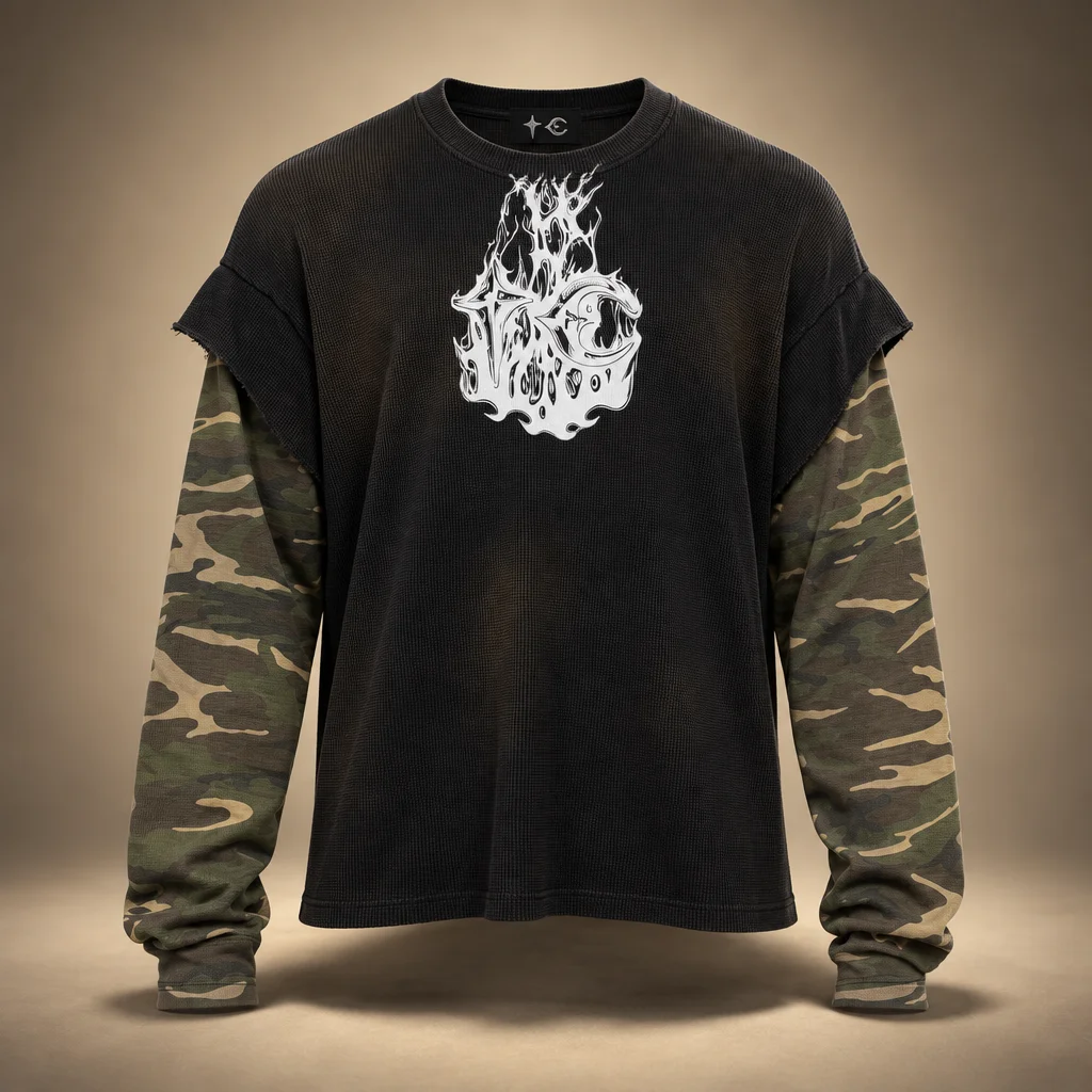Thug Club Black & Khaki Hellfire Layered T-shirt